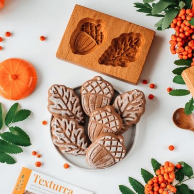画像3: どんぐり＆葉っぱ *wood gingerbread cookie mold