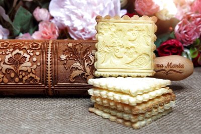 画像1: Birds and Flowers＜鳥とお花＞ショートブレッド型/Rolling Pin＜M＞