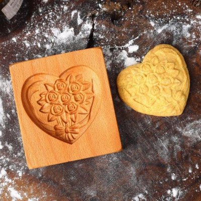 画像2: ハート＆花束/Heart Flower*wood gingerbread cookie mold
