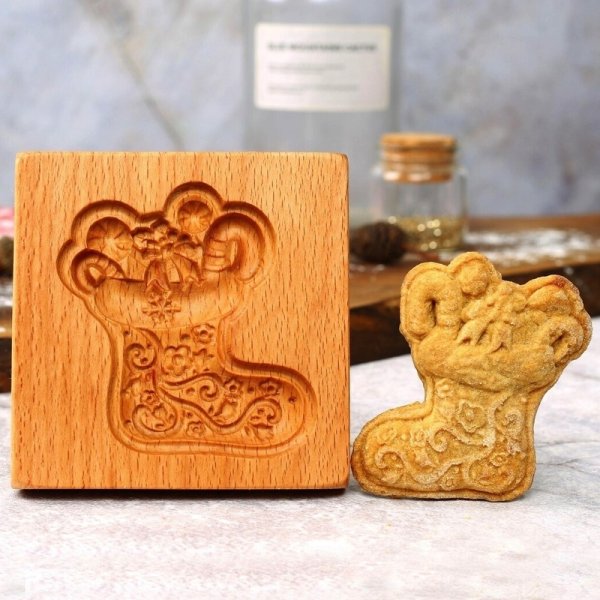 画像1: クリスマスソックス*wood cookie mold (1)