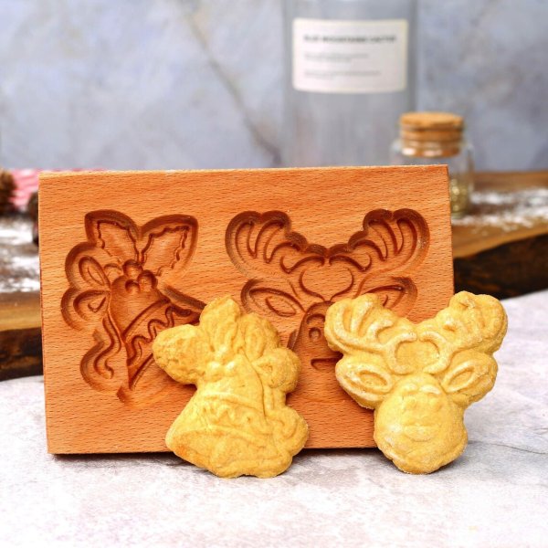 画像2: トナカイ&ベル*wood gingerbread cookie mold (2)