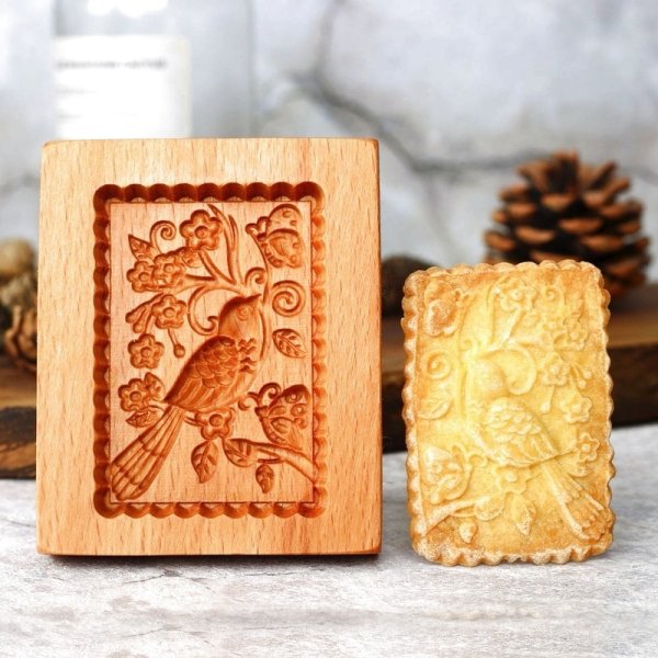 画像1: 鳥/お花/蝶々*wood cookie mold (1)