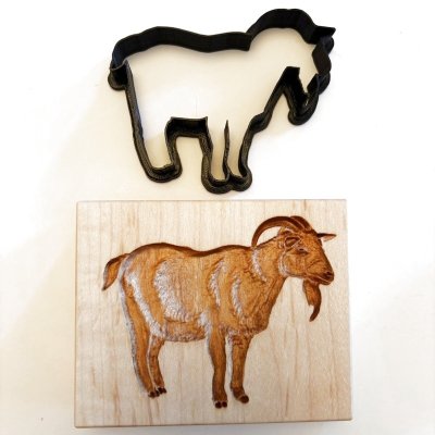 画像1: ヤギ*Goat＋カッター付き*wood cookie mold