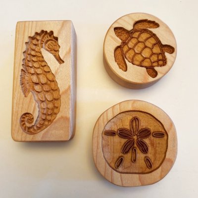 画像1: 海の生き物＜タツノオトシゴ/カメ/ウニ＞＋カッター付き*wood cookie mold【送料無料】