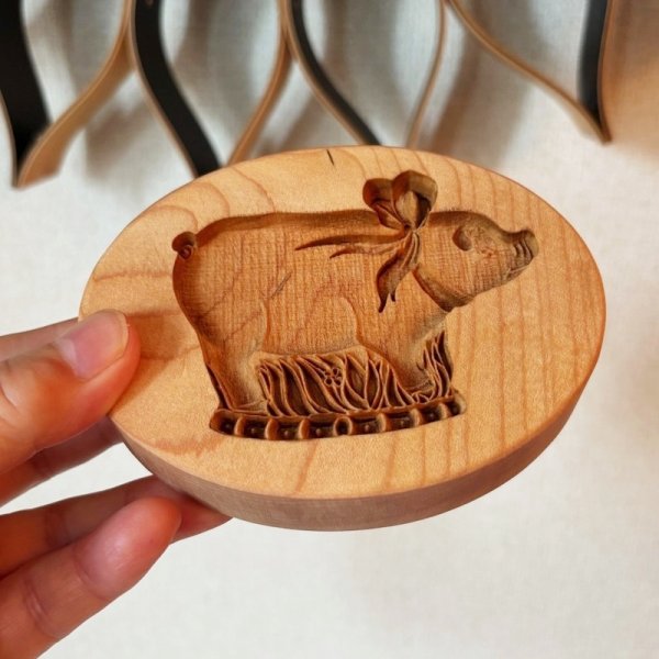 画像2: 【送料無料】豚ちゃん/ Pig＋カッター付き*wood cookie mold  (2)