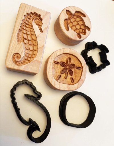 画像3: 海の生き物＜タツノオトシゴ/カメ/ウニ＞＋カッター付き*wood cookie mold【送料無料】