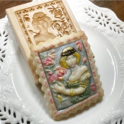 画像3: 「蘭と少女」ポールベルトン/アールヌーボー様式*wood cookie mold【送料無料】