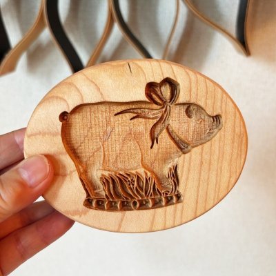 画像1: 【送料無料】豚ちゃん/ Pig＋カッター付き*wood cookie mold 