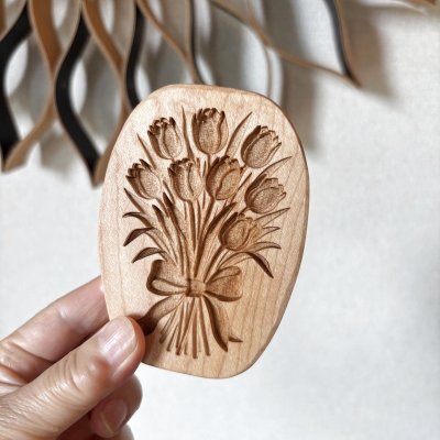 画像1: チューリップのブーケ/Bouquet of Tulips＋カッター付き*wood cookie mold【送料無料】