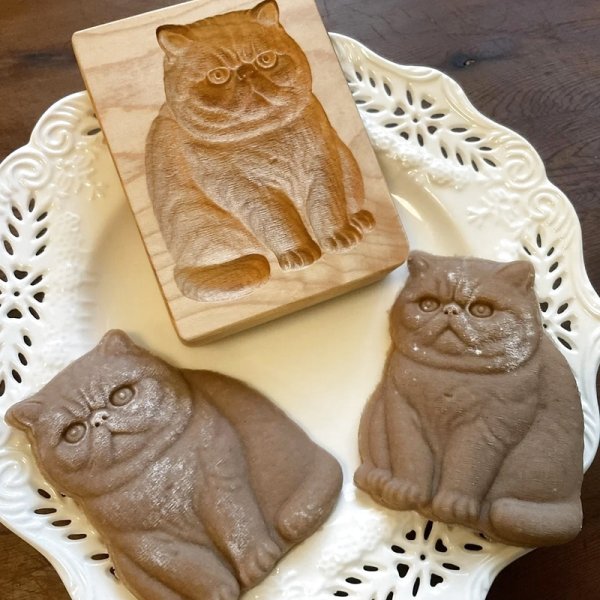 画像1: エキゾチックショートヘア/Exotic Shorthair＋カッター付き*wood cookie mold【送料無料】 (1)
