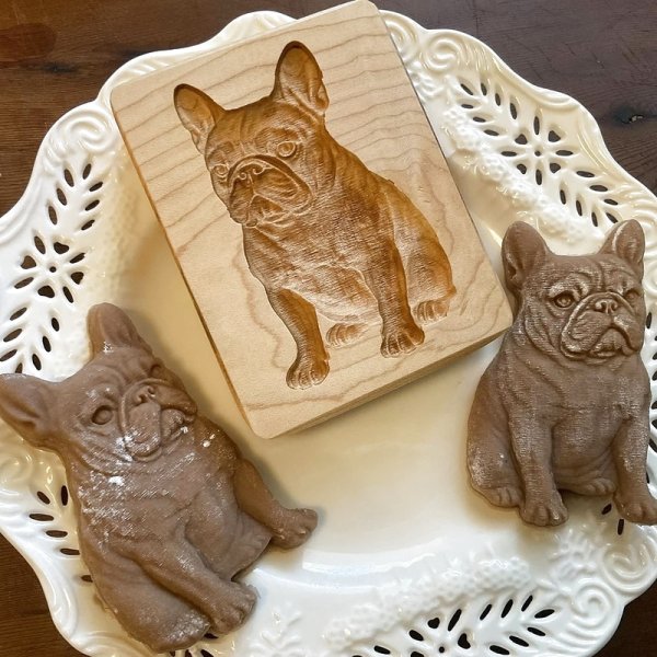 画像1: フレンチブルドッグ/French Bulldog＋カッター付き*wood cookie mold【送料無料】 (1)