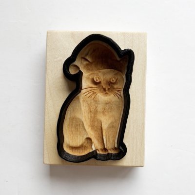 画像2: Christmas Kitty / クリスマスキャット＋カッター付き*wood cookie mold【送料無料】