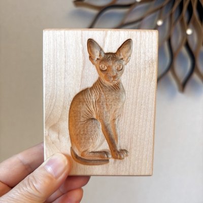 画像1: スフィンクス / Sphynx cat＋カッター付き*wood cookie mold【送料無料】