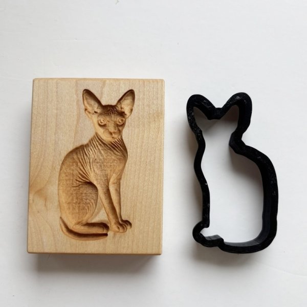 画像2: スフィンクス / Sphynx cat＋カッター付き*wood cookie mold【送料無料】 (2)