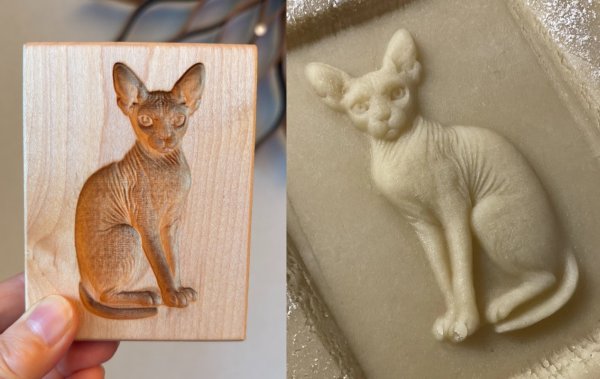 画像1: スフィンクス / Sphynx cat＋カッター付き*wood cookie mold【送料無料】 (1)