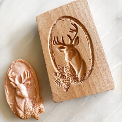 画像2: トナカイと松ぼっくり/wood gingerbread cookie mold