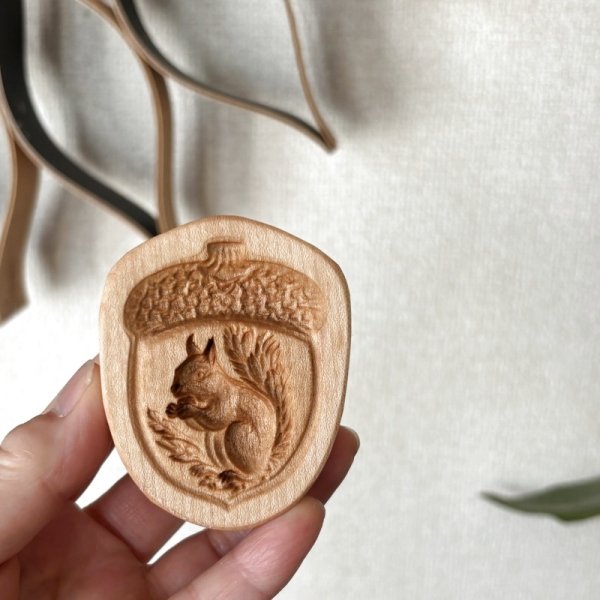 画像2: リス/ Squirrel＋カッター付き*wood cookie mold【送料無料】 (2)