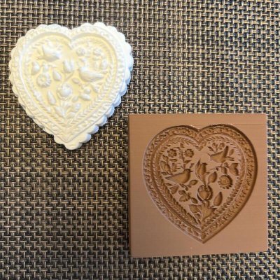 画像1: 鳥と花が描かれた小さなハート/springerle cookie stamp