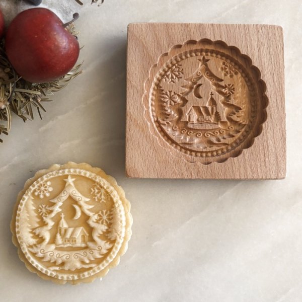 画像2: クリスマスツリーと教会*wood gingerbread cookie mold (2)