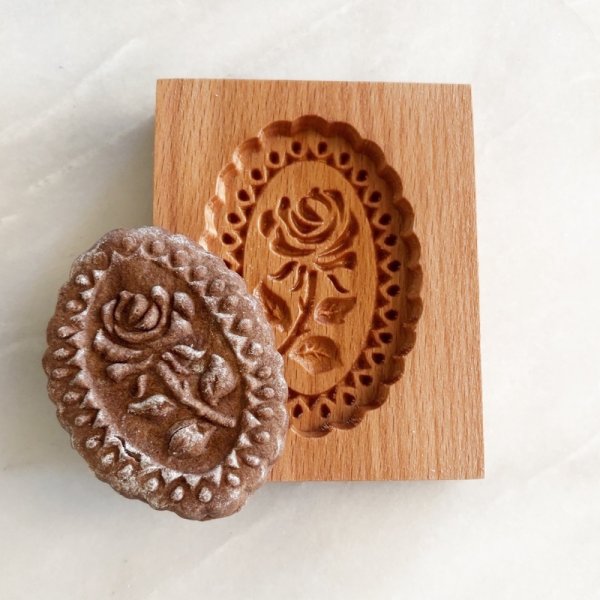 画像1: 薔薇withフレーム*wood gingerbread cookie mold (1)