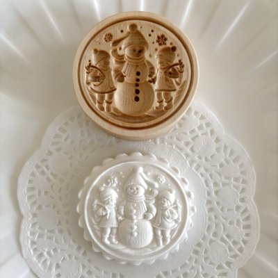 画像1: 雪だるまと子供達 *wood cookie mold【送料無料】