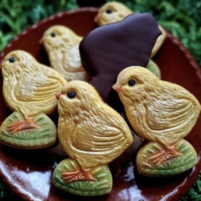画像1: ひよこちゃん/Vintage Chick＋カッター付き*wood cookie mold【送料無料】