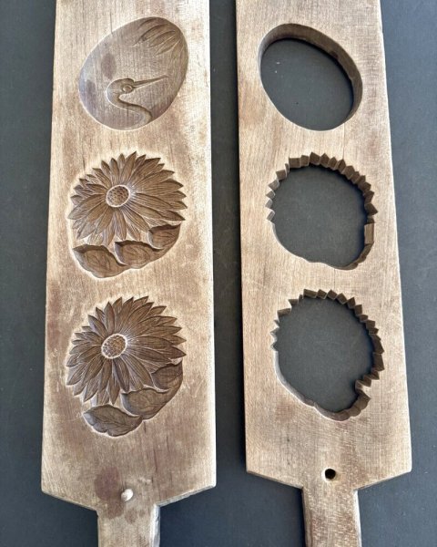 画像1: 鶴と花/ 菓子木型. (1)