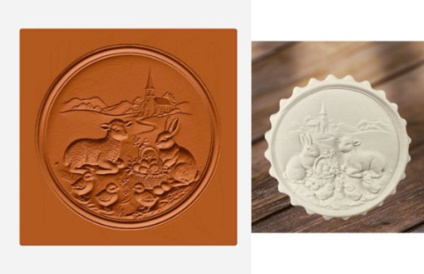 画像1: Easter Bunny with Lamb/イースターバニーと子羊 *springerle cookie stamp (1)