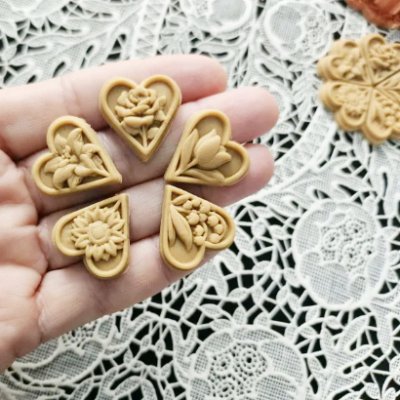 画像2: ☆送料無料☆mini お花のハート*mini flower hearts / cookie stamp & cutter2種