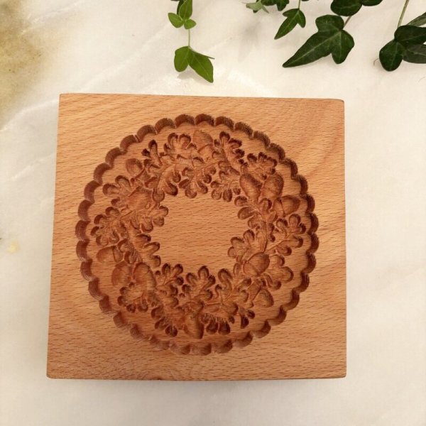 画像2: どんぐりのリース/Acorn wreath *wood gingerbread cookie mold (2)