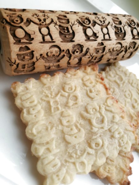 画像1: Snowman engraved ＜雪だるまと仲間たち＞/mini Rolling Pin (1)