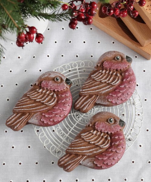 画像2: 小鳥 /wood gingerbread cookie mold (2)