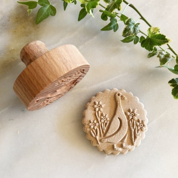 画像2: アヒルとお花 *wood cookie stamp (2)