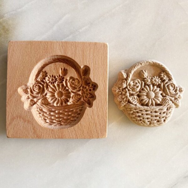 画像3: 花かご/Flower Basket *wood gingerbread cookie mold (3)