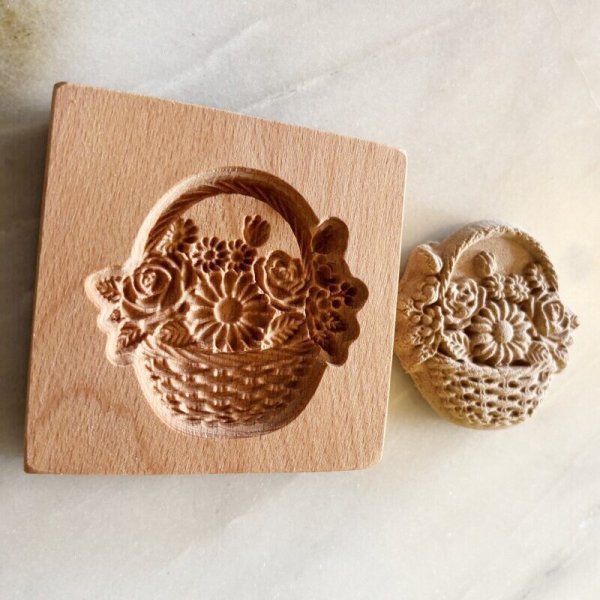 画像4: 花かご/Flower Basket *wood gingerbread cookie mold (4)