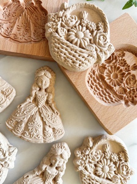 画像2: 花かご/Flower Basket *wood gingerbread cookie mold (2)