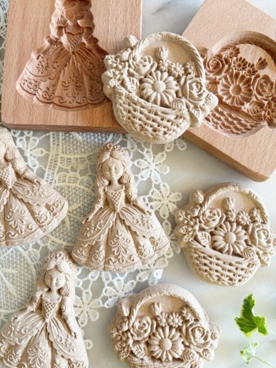 画像1: 花かご/Flower Basket *wood gingerbread cookie mold