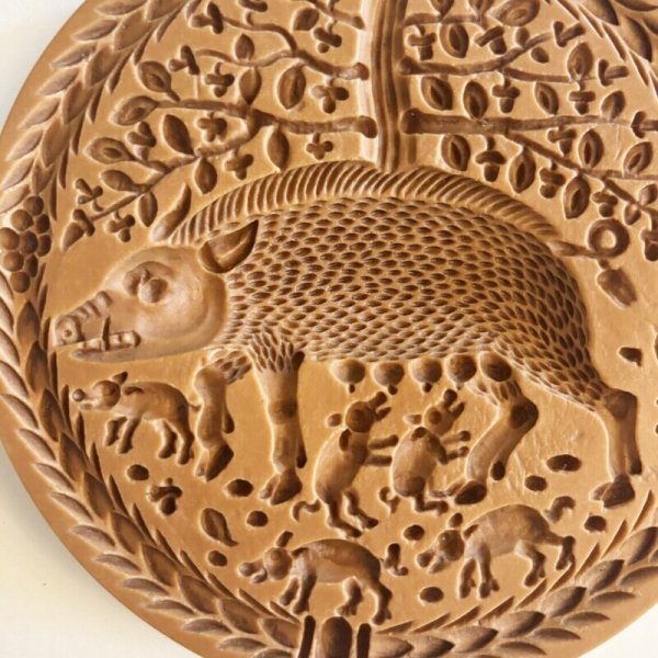 画像3: 猪とウリ坊 *Wild Sow Pig with young piglets /springerle cookie mold  (3)