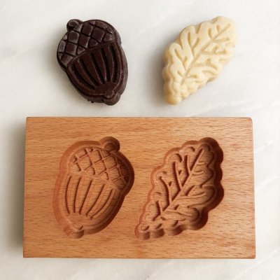 画像1: どんぐりと葉っぱ /wood gingerbread cookie mold