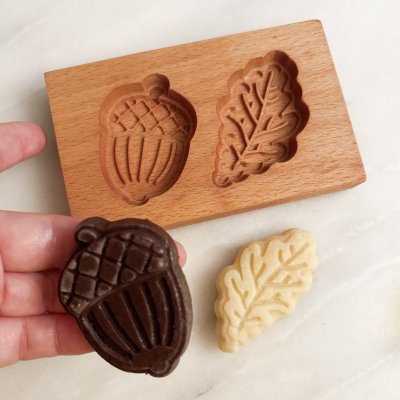 画像2: どんぐりと葉っぱ /wood gingerbread cookie mold
