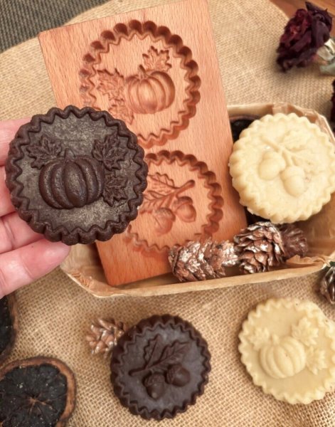 画像2: かぼちゃ＆どんぐり /wood gingerbread cookie mold (2)