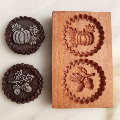 画像1: かぼちゃ＆どんぐり /wood gingerbread cookie mold