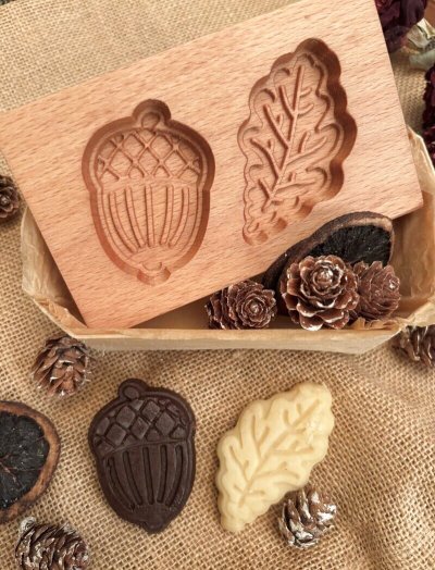 画像3: どんぐりと葉っぱ /wood gingerbread cookie mold