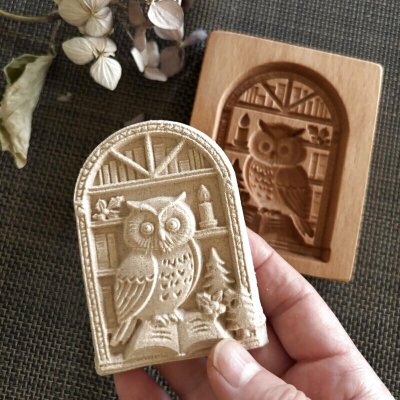 画像1: ふくろう*christmas /wood gingerbread cookie mold